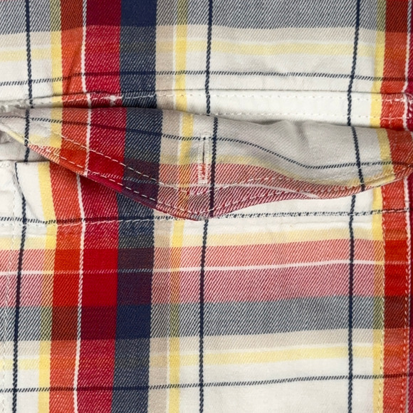 Vintage Wrangler Shirt Adult LARGE White Red Madras Plaid Painted Desert Y2K - Picture 6 of 10